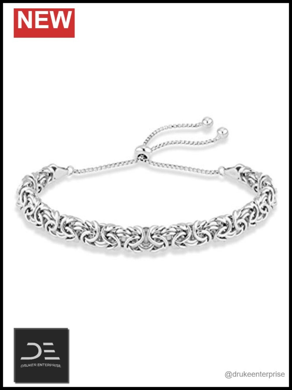 18K Gold Plated Sterling Silver Byzantine Bolo Bracelet, Adjustable